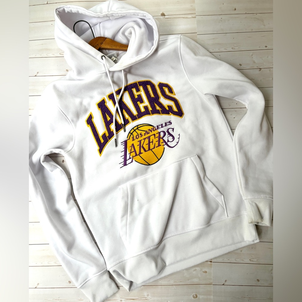 NBA Los Angeles Lakers White Hoodie with Purple & Gold Logo